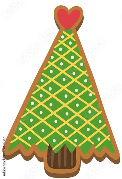 Fototapeta Christmas Tree Gingerbread Cookie Hand Drawn Vector Illustration