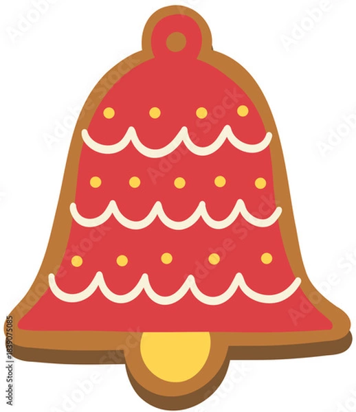 Fototapeta Decorative Bell Gingerbread Cookie Hand Drawn Vector Illustration