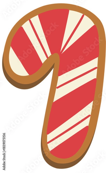 Fototapeta Peppermint Candy Cane Gingerbread Cookie Hand Drawn Vector Illustration