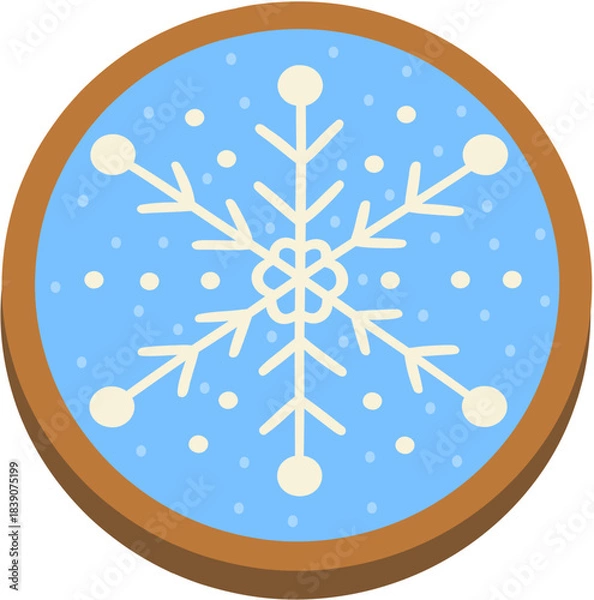 Fototapeta Snowflake Gingerbread Cookie Hand Drawn Vector Illustration