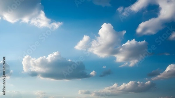 Fototapeta full white clouds and clear blue sky