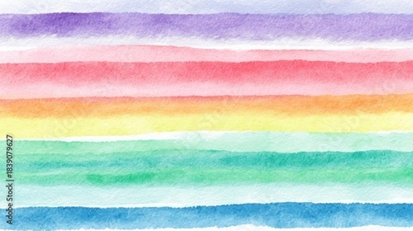 Obraz Bright watercolor rainbow stripes painted in soft blended pastel hues creating cheerful artistic background design perfect for creative projects patterns and decoration on white background