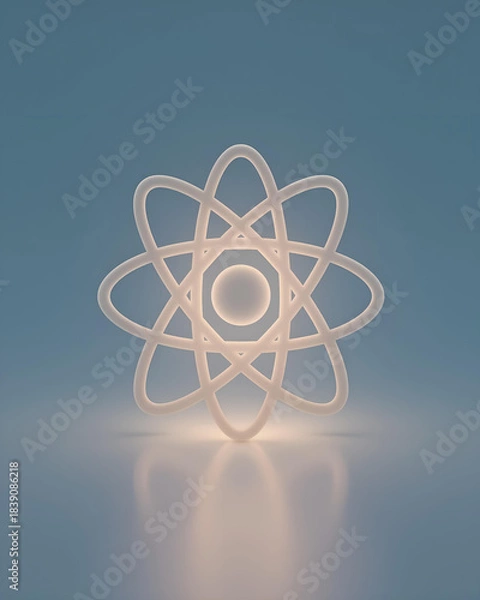 Fototapeta Glowing Atomic Symbol With Soft Reflections