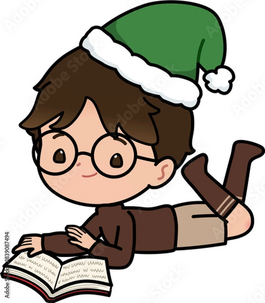 Fototapeta boy reading a book