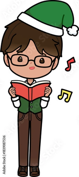 Fototapeta boy singing carol