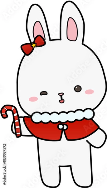 Fototapeta rabbit with candy cane