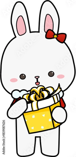 Fototapeta rabbit with gift