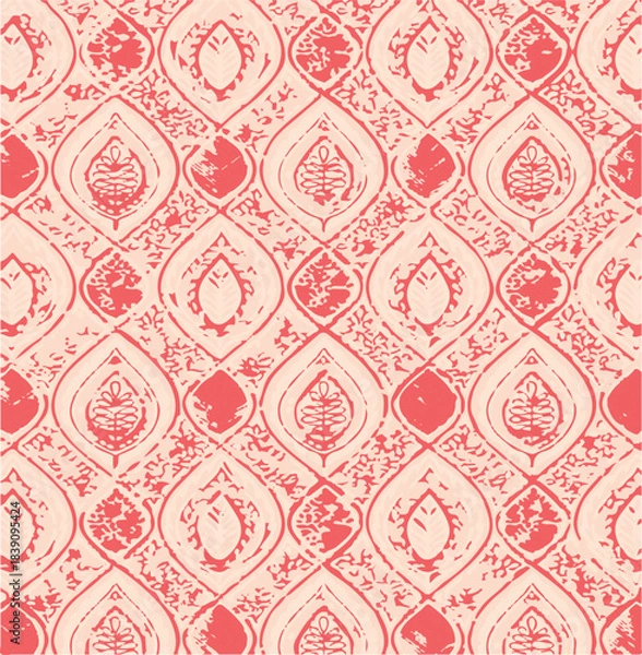 Obraz patchwork floral pattern with paisley and indian flower motifs. damask style pattern for textile and decoration,ikat pattern