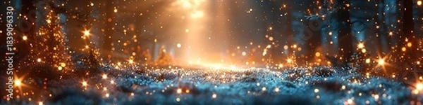 Obraz Panoramic Cosmic Dust Clouds Illuminated by Distant Starbursts