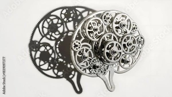 Fototapeta Intricate metal wall art casting a detailed circular shadow on a white surface