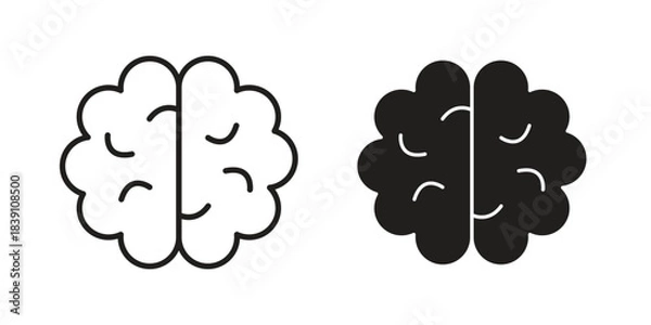 Obraz Brain icons, Line vector. solid symbol set