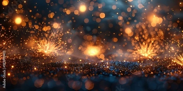 Obraz Panoramic Bokeh Lights Firework Display Celebration Background