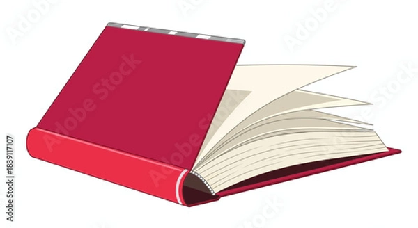 Obraz Open red hardcover book with fanned pages, for education theme