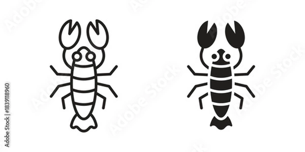 Obraz Lobster icons, Line vector. solid symbol set