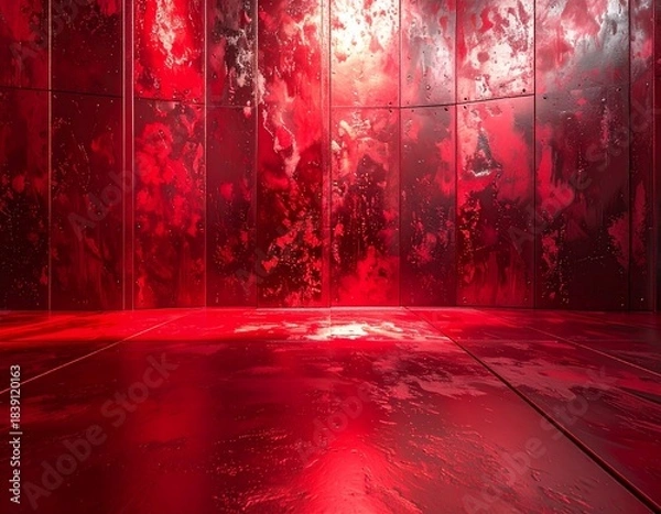 Obraz Vibrant Red Abstract Background with Grungy Texture and Reflective Surface.