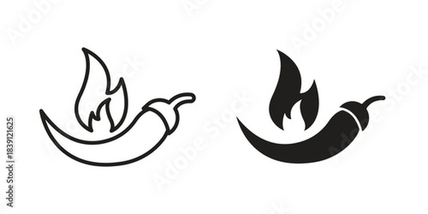 Obraz Pepper hot icons, Line vector. solid symbol set