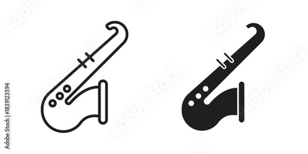 Obraz Saxophone icons, Line vector. solid symbol set