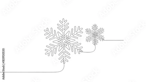 Fototapeta An elegant line art depiction of a snowflake. 