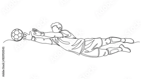 Fototapeta A goalkeeper dives to make a save. 