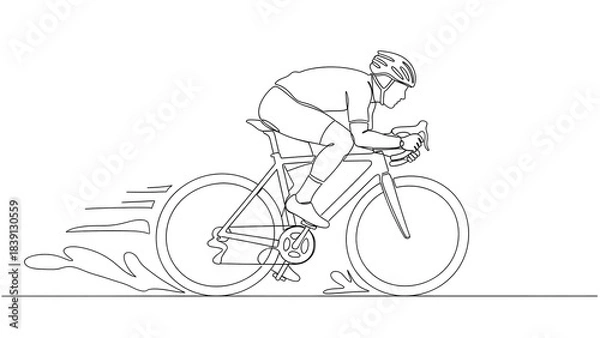 Fototapeta A cyclist in action, riding a bicycle. 