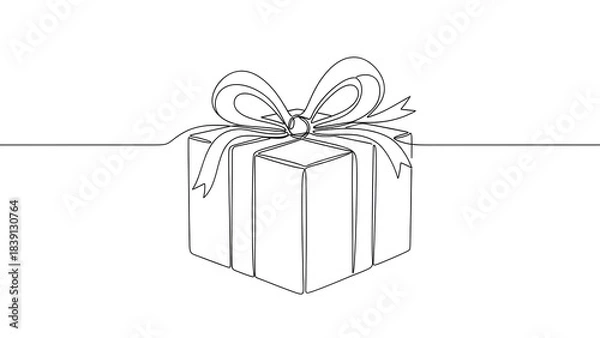 Fototapeta An elegant outline of a wrapped gift box with a bow, evoking anticipation.