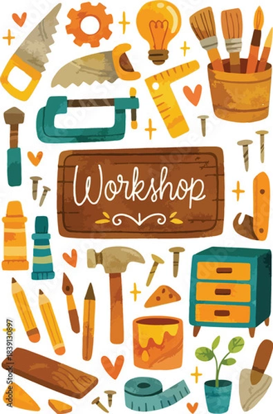 Obraz Workshop Tools and Supplies  Illustration