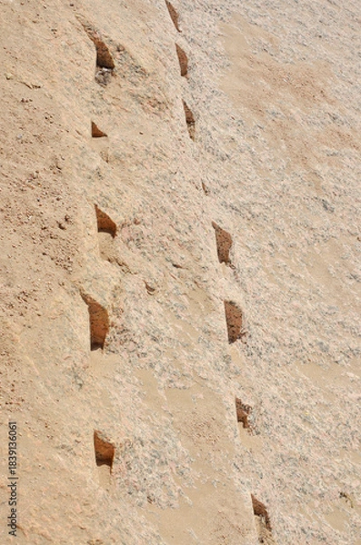 Obraz Ancient traces of granite processing in the Aswan Red Granite Quarry, Egypt