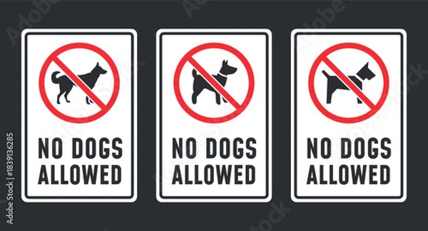 Obraz no dogs allowed labels, dog restriction signs