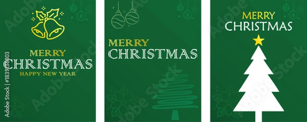 Fototapeta Merry Christmas Card Set – Modern Minimal Festive Greeting Art