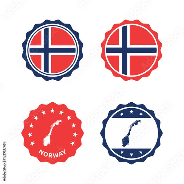 Obraz Norway stamp set, made in Kingdom of Norway product label