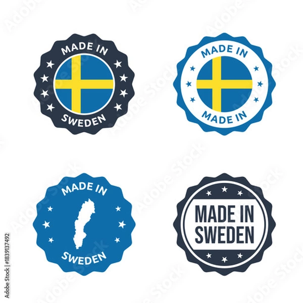 Obraz made in Sweden labels set, made in Kingdom of Sweden product stamp