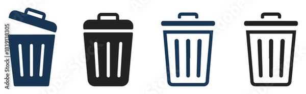 Obraz trash bin delete icon set