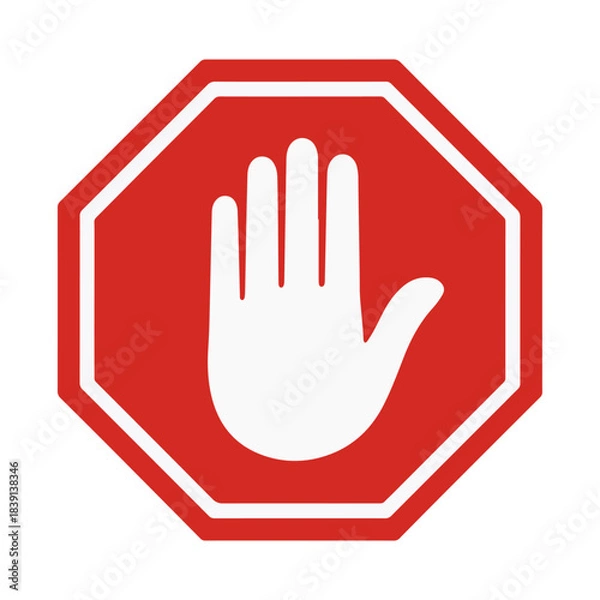 Obraz red stop hand warning icon