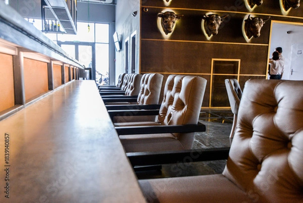 Obraz restaurant interior long bar area with seating