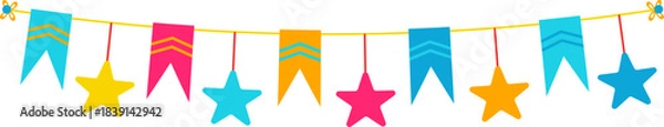 Obraz Colorful party pennant string with stars and flags