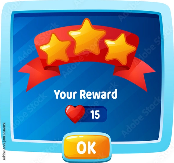 Obraz Game interface pop up showing reward stars
