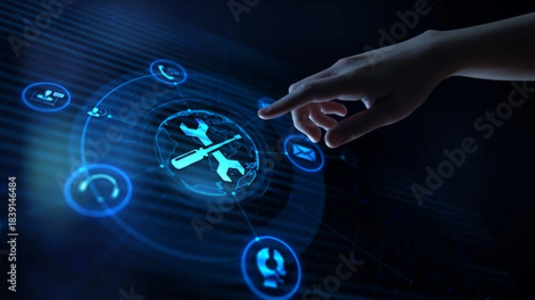 Obraz Global Technical Support and Digital Assistance Concept.