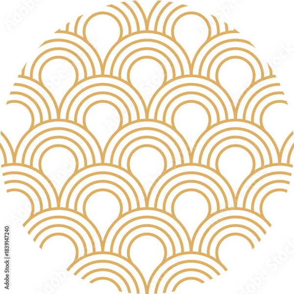 Obraz Golden art deco scallop fish scale pattern background