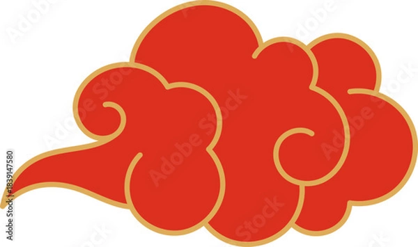 Obraz Red and gold auspicious cloud representing Asian good fortune