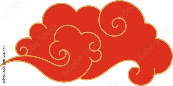 Obraz Red Chinese auspicious cloud representing good fortune