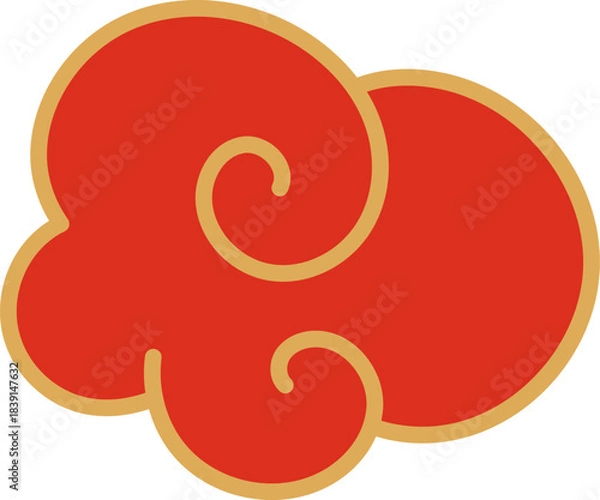Obraz Traditional red Chinese cloud pattern with golden outline