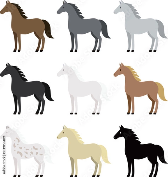 Fototapeta 色々な毛色の馬のアイコン