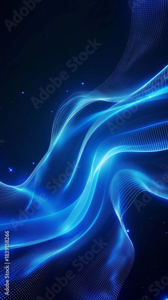 Obraz Deep Blue Glowing Fluid Abstract Motion Background