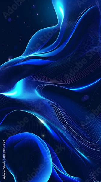 Obraz Soft Blue Luminous Flowing Abstract Wave Background