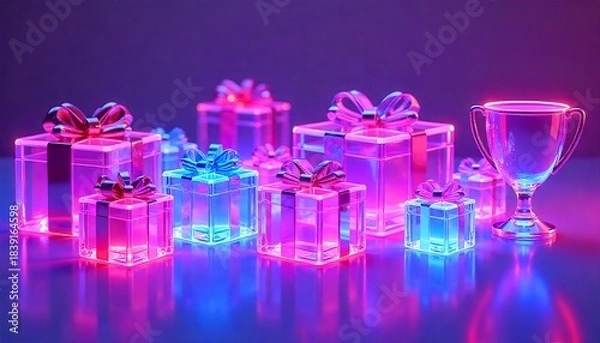 Obraz futuristic gift box with ribbon