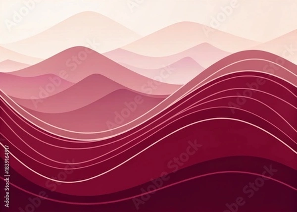 Fototapeta Abstract maroon wave background with flowing curves and smooth gradients, creating a modern and elegant visual style, ideal for creative designs and digital artwork. 2