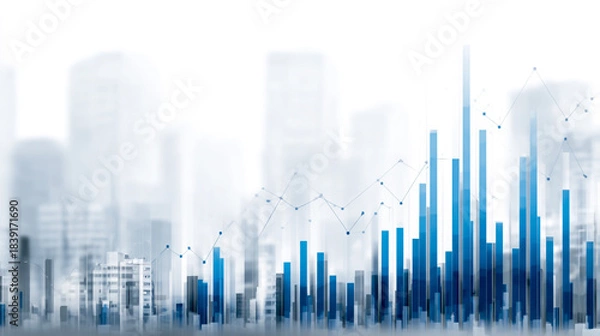 Obraz A digital stock market graph with blue and gray lines