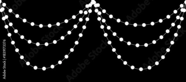 Obraz Glowing white hanging string lights PNG. Festive string light overlay elements. 