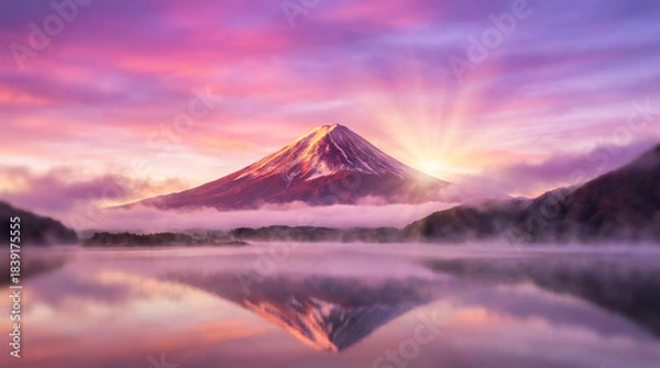 Obraz 富士山　初日の出 　ai生成画像	
