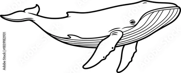 Obraz ancient mariner minimalist whale design embodying the seas timeless wisdom, isolated on transparent background